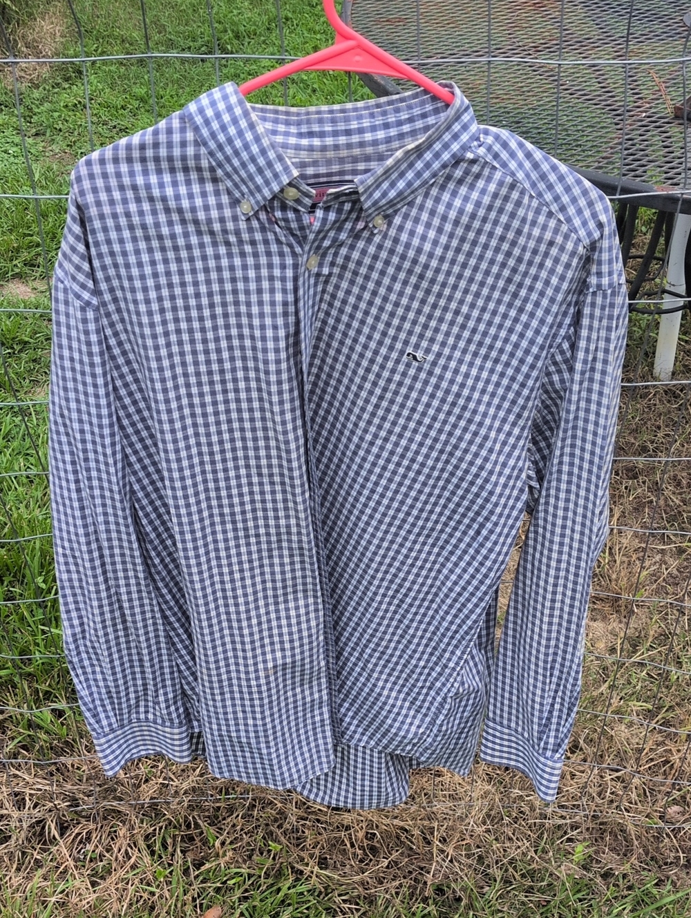 Men's Blue Check Button-Down Shirt vineyard vines L ahirt
